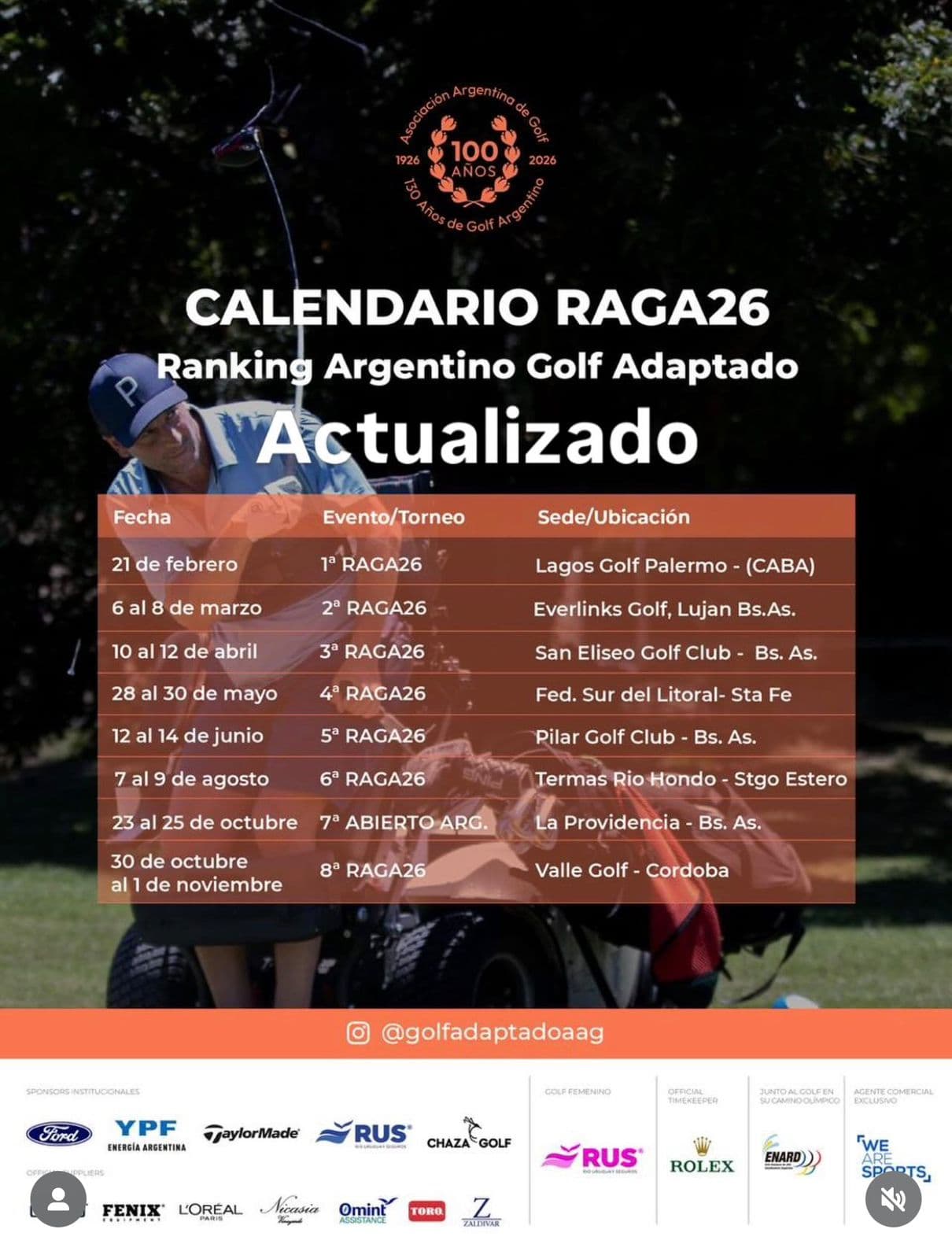 Próximas fechas del calendario del RAGA 